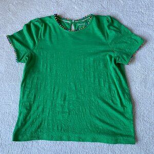 Boden green tee with mini pom pom trim Misses US size 12